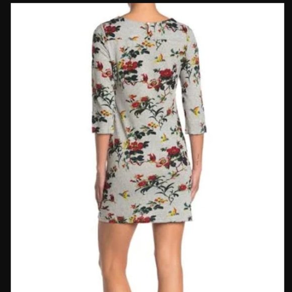 Papillon 3/4 Sleeve Sweater Dress in Grey Floral - Women's Medium - Picture 10 of 10